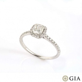18k White Gold Cushion Cut Diamond Ring 0.54ct F/VS2